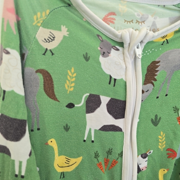 Little Sleepies Green Farm Animal Zippies Pajama Onesie - Picture 8 of 14